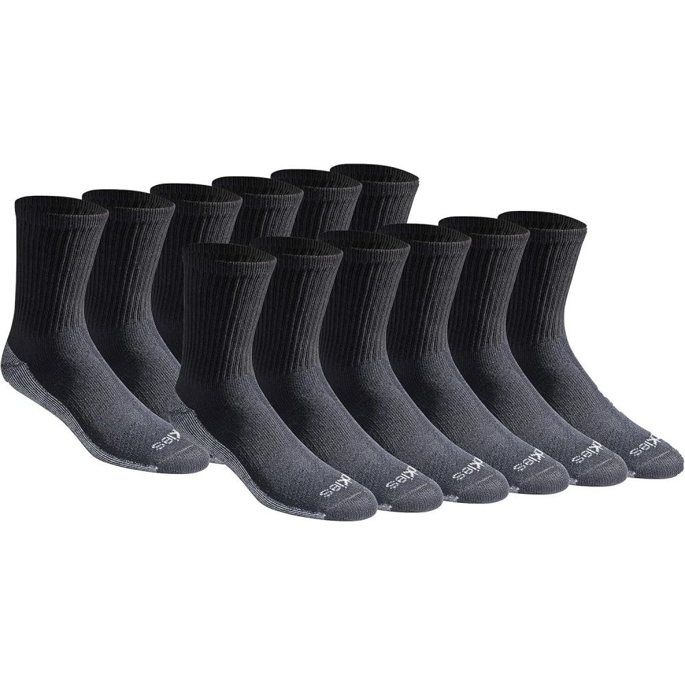 imageDickies Mens Dritech Moisture Control Midcrew Comfort Length Socks Available in Mxl 6 12 PairsComfort Length Black 12 Pairs
