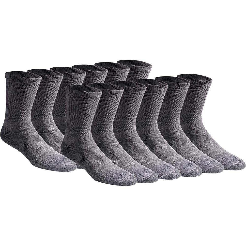 imageDickies Mens Dritech Moisture Control Midcrew Comfort Length Socks Available in Mxl 6 12 PairsComfort Length Charcoal 12 Pairs
