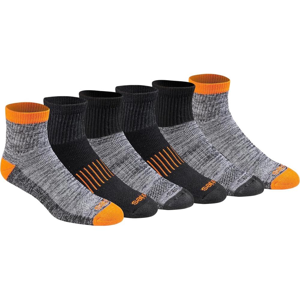 imageDickies Mens Dritech Moisture Control Quarter Socks Available in MXXL 6 12 18 PairsHivis Orange Black 6 Pairs