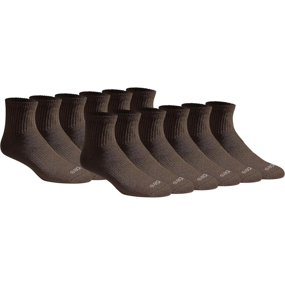 imageDickies Mens Dritech Moisture Control Quarter Socks Available in MXXL 6 12 18 PairsSolid Brown 12 Pairs
