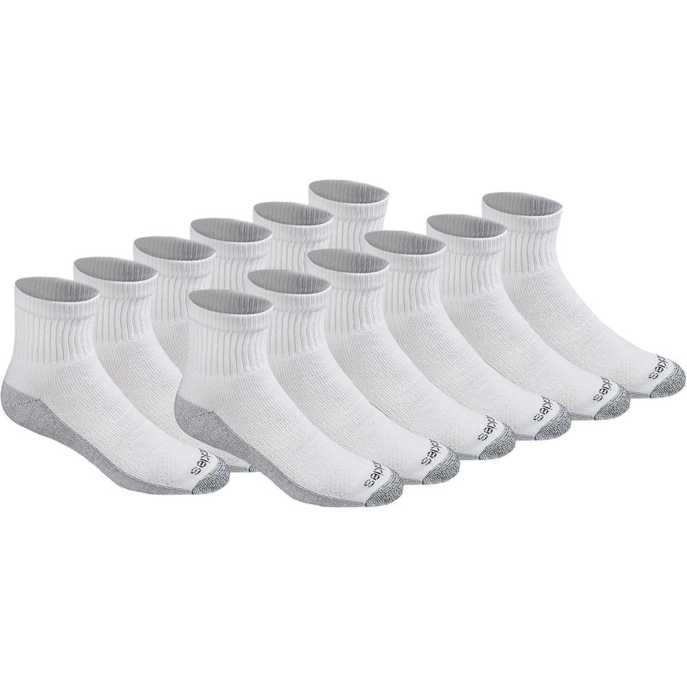 imageDickies Mens Dritech Moisture Control Quarter Socks Available in MXXL 6 12 18 PairsWhite 12 Pairs