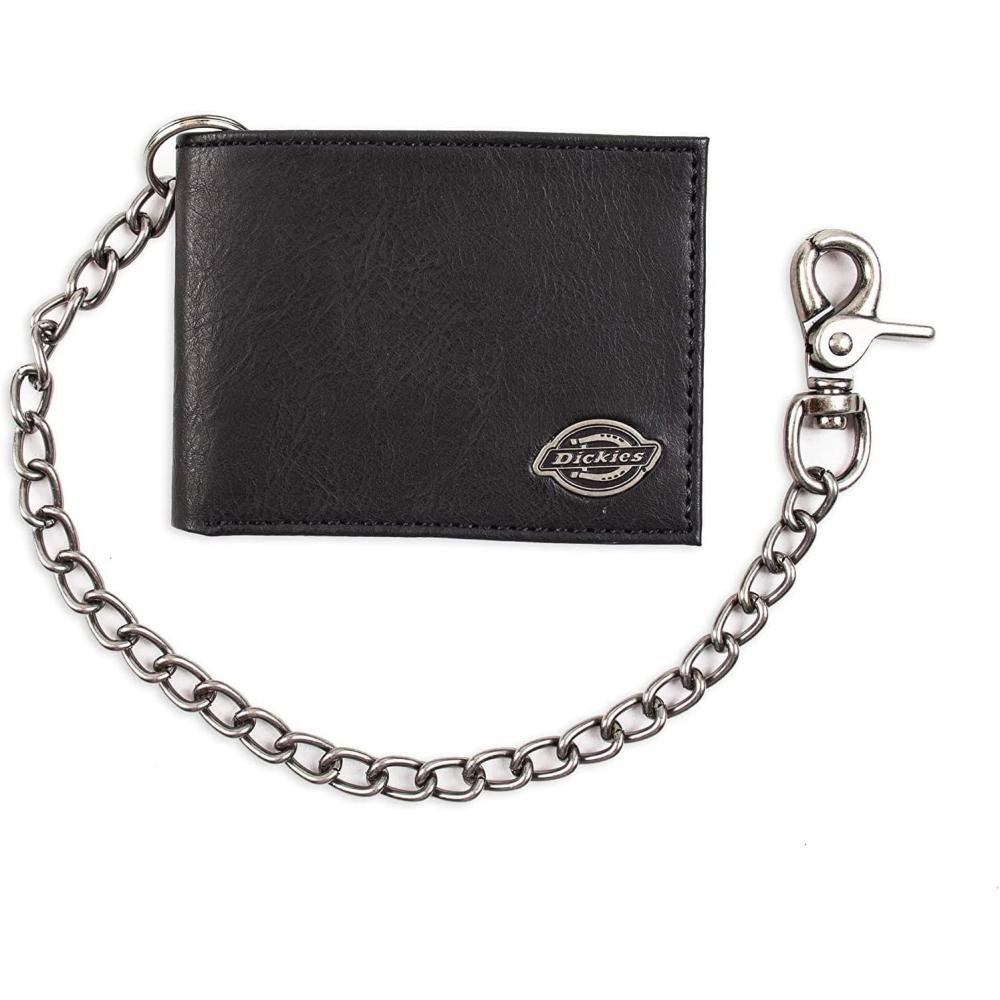 imageDickies Mens Slim Everyday Leather Bifold Chain WalletPebbled Black
