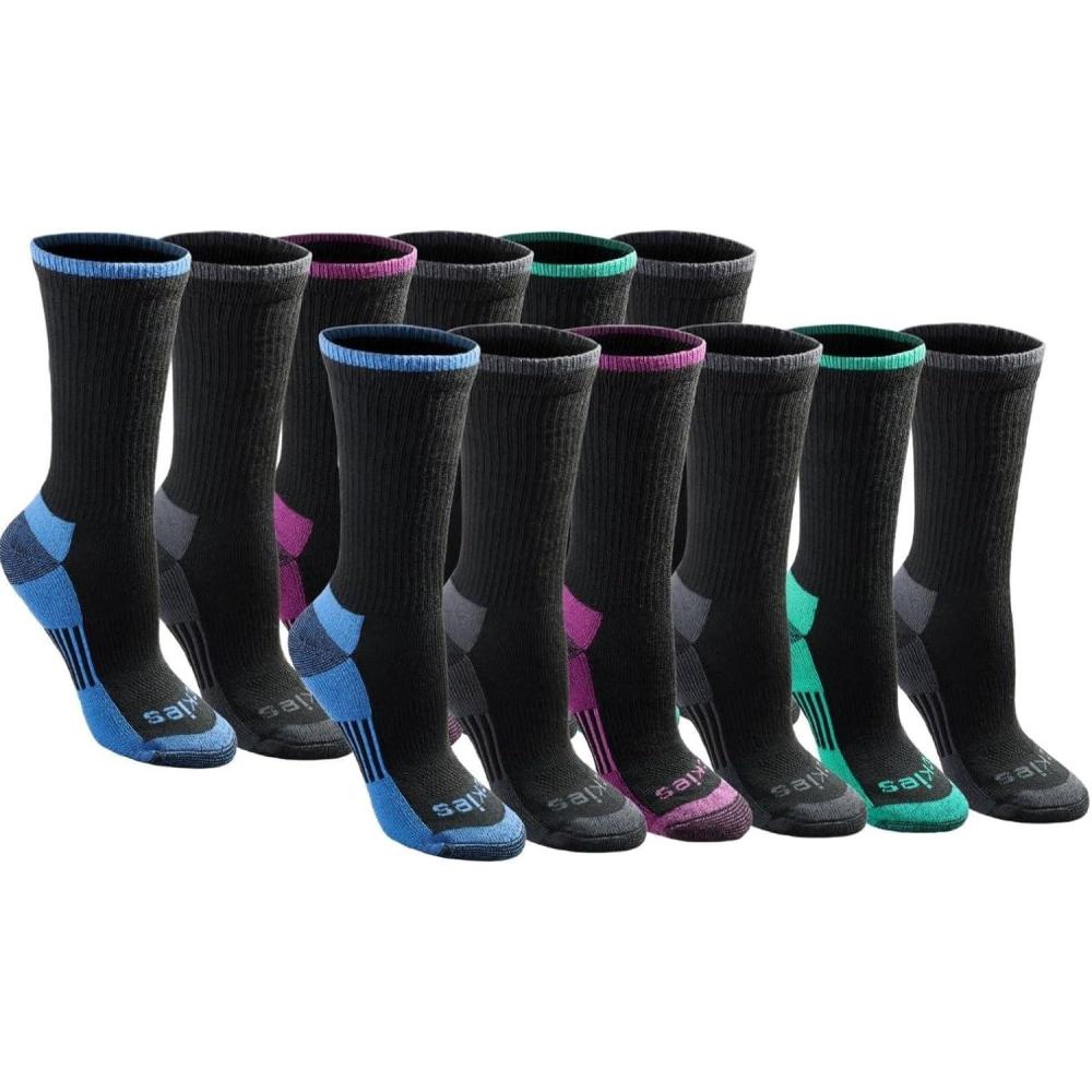 imageDickies Womens DriTech Essential Moisture Control Crew SocksBlack Assorted 12 Pairs