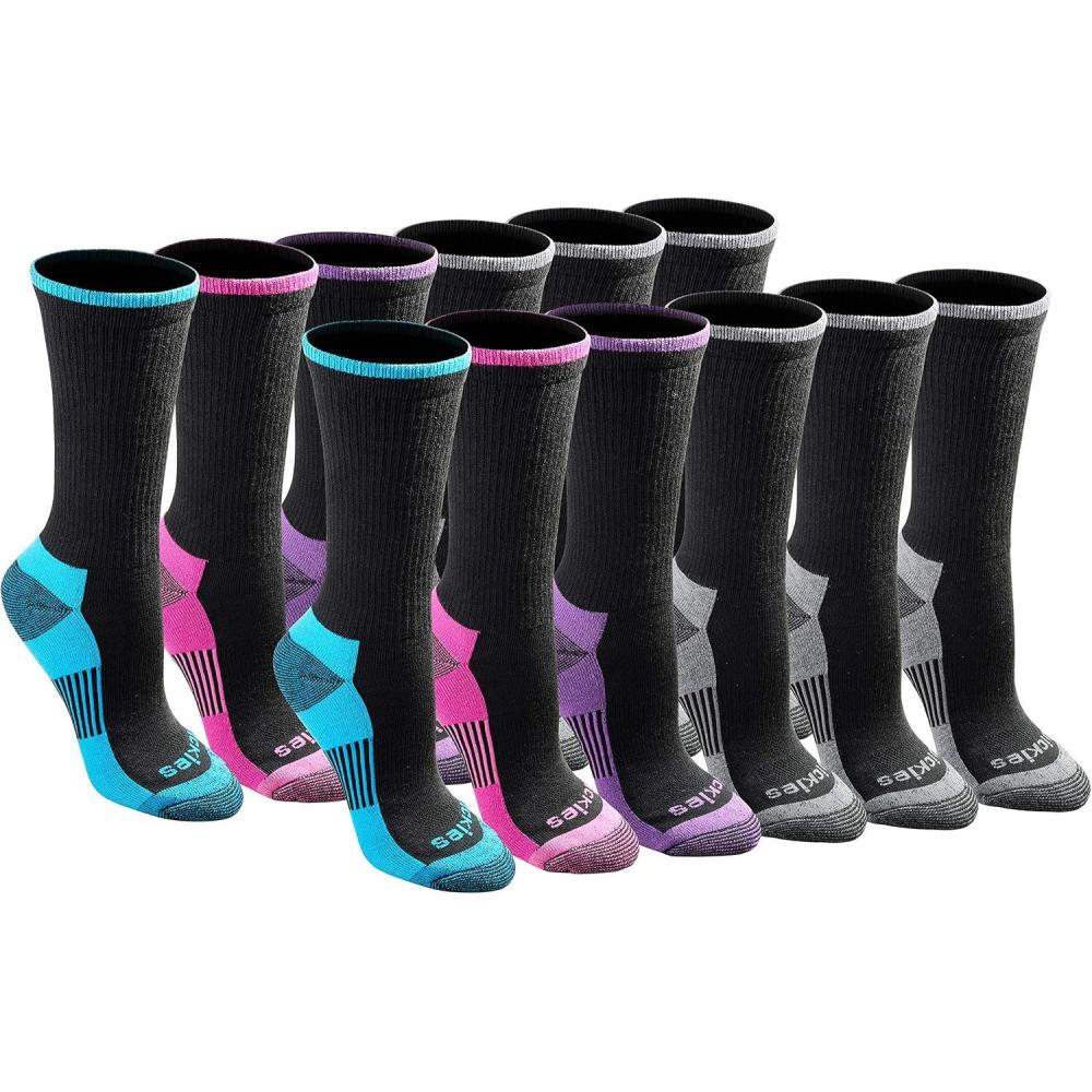 imageDickies Womens DriTech Essential Moisture Control Crew SocksBlack Bright 12 Pairs