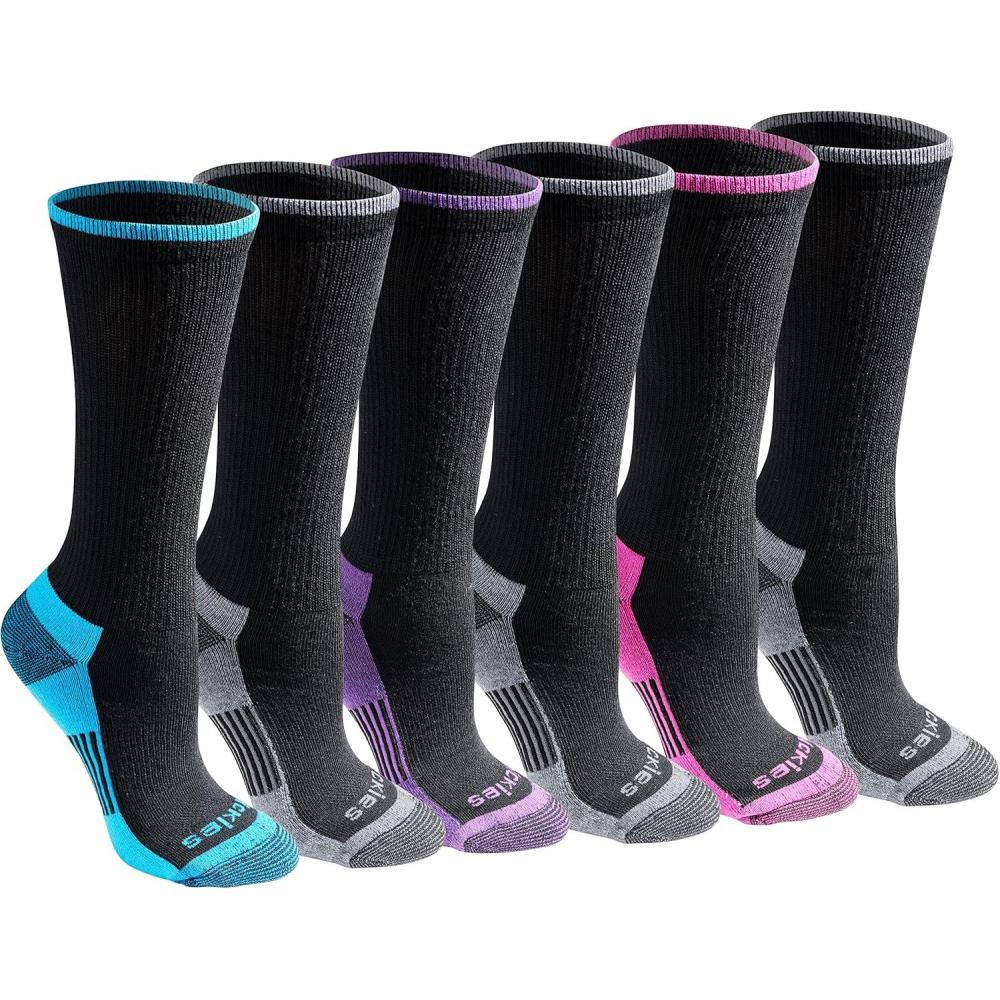 imageDickies Womens DriTech Essential Moisture Control Crew SocksBlack Bright 6 Pairs