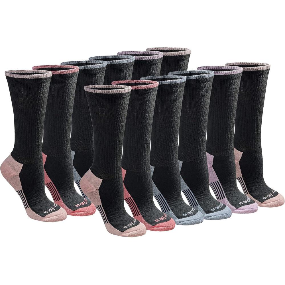 imageDickies Womens DriTech Essential Moisture Control Crew SocksBlack With Bluish 12 Pairs