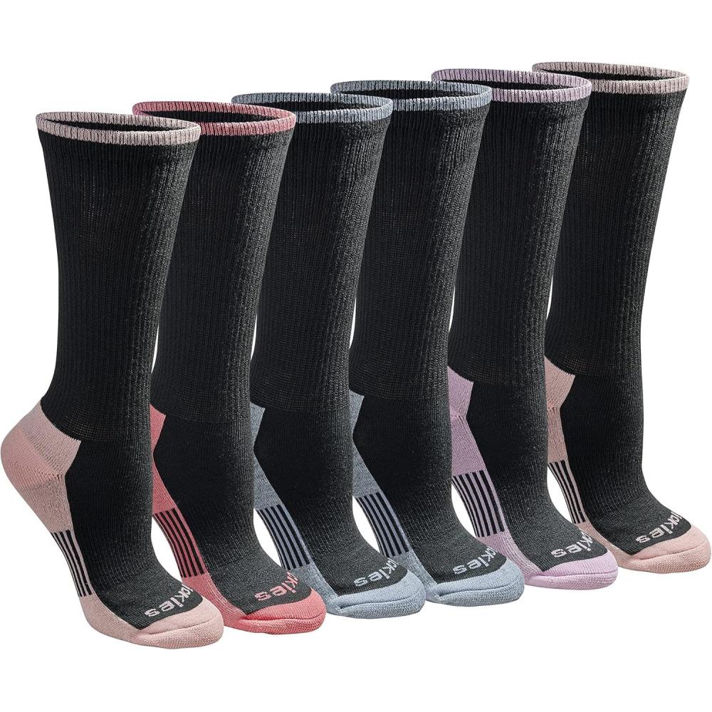 imageDickies Womens DriTech Essential Moisture Control Crew SocksBlack With Bluish 6 Pairs