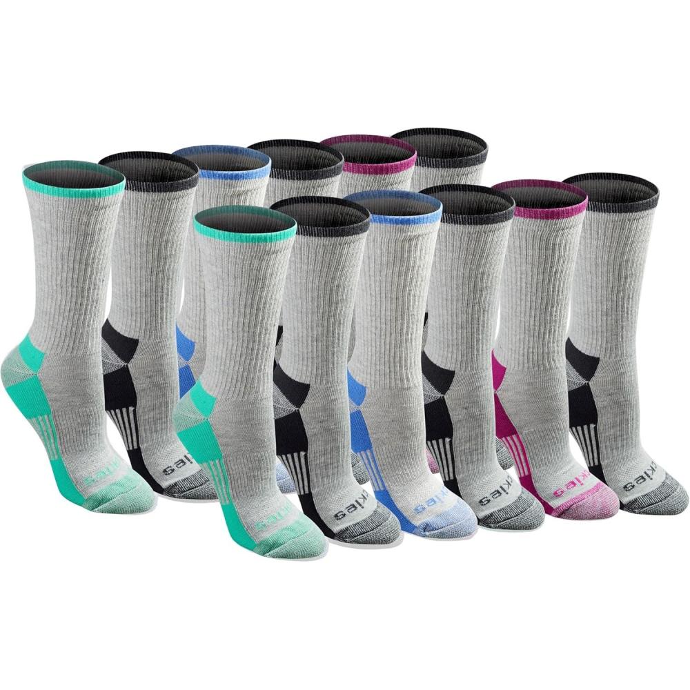 imageDickies Womens DriTech Essential Moisture Control Crew SocksGrey Assorted 12 Pairs