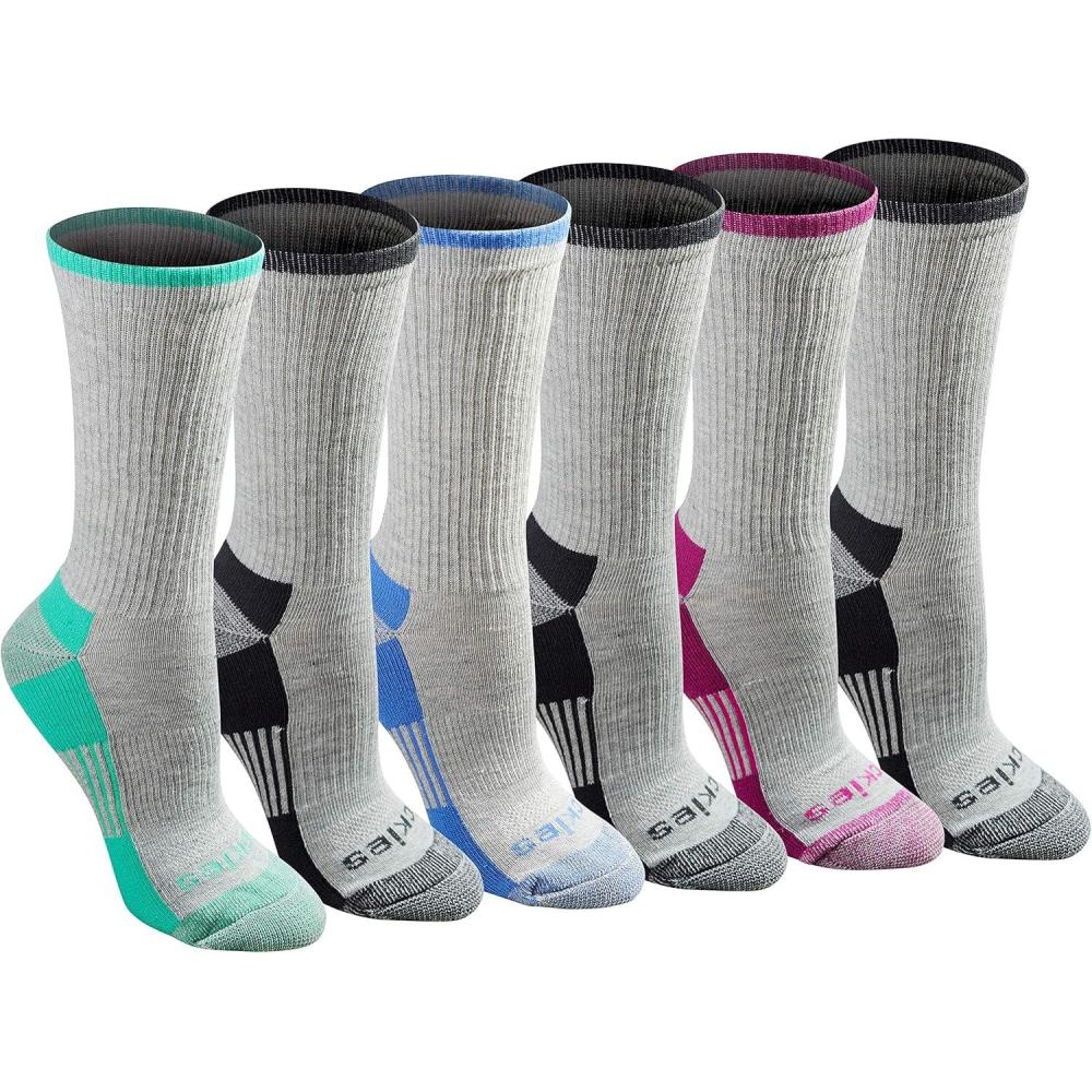 imageDickies Womens DriTech Essential Moisture Control Crew SocksGrey Assorted 6 Pairs