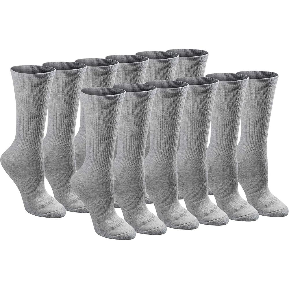 imageDickies Womens DriTech Essential Moisture Control Crew SocksGrey Solid 12 Pairs