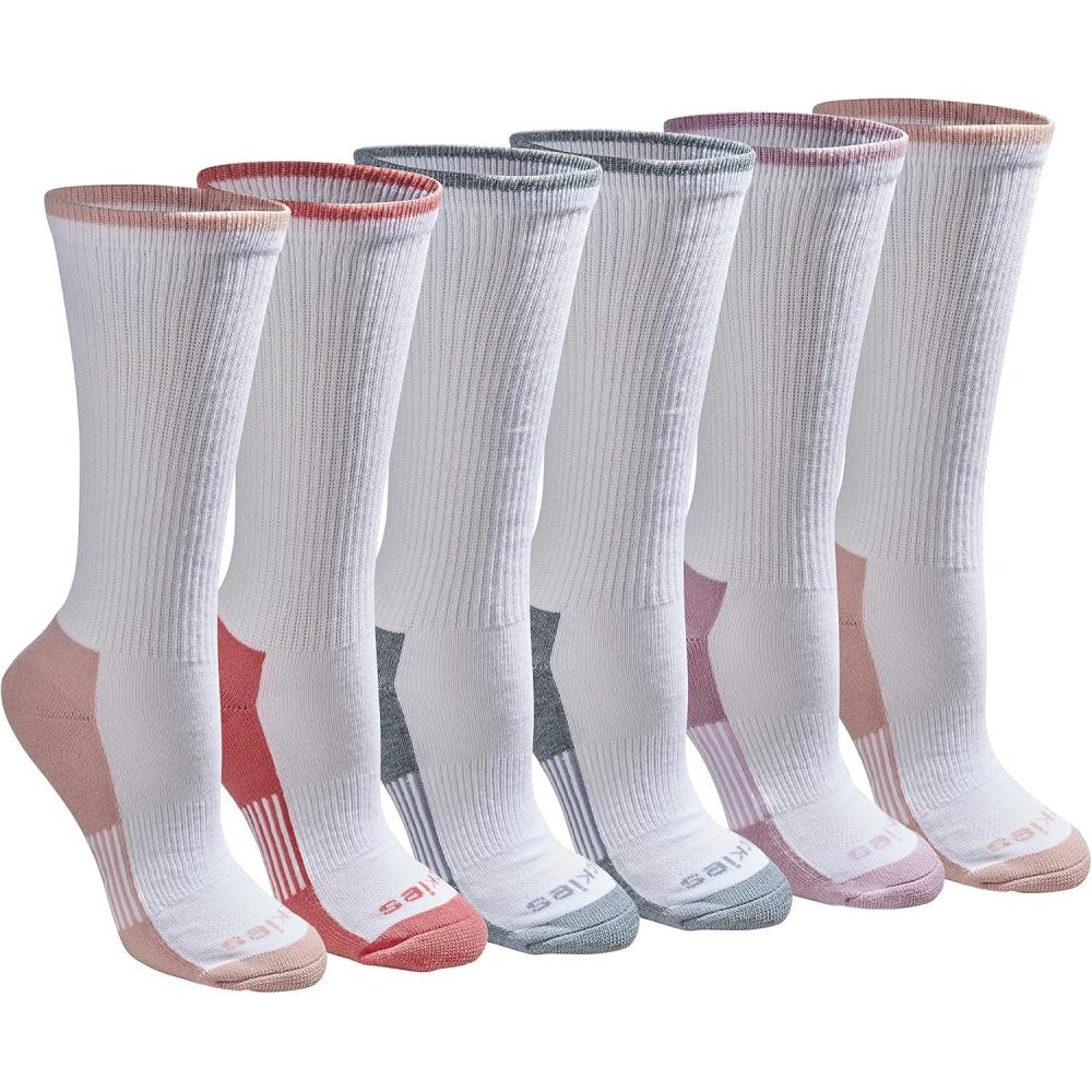 imageDickies Womens DriTech Essential Moisture Control Crew SocksWhite With Bluish 6 Pairs