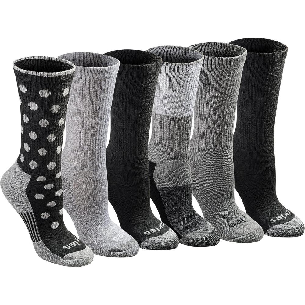 imageDickies Womens Dritech Fashion Moisture Control Crew Socks Available in SXL 5 6 12 PairsBlack Dot Assorted 6 Pairs