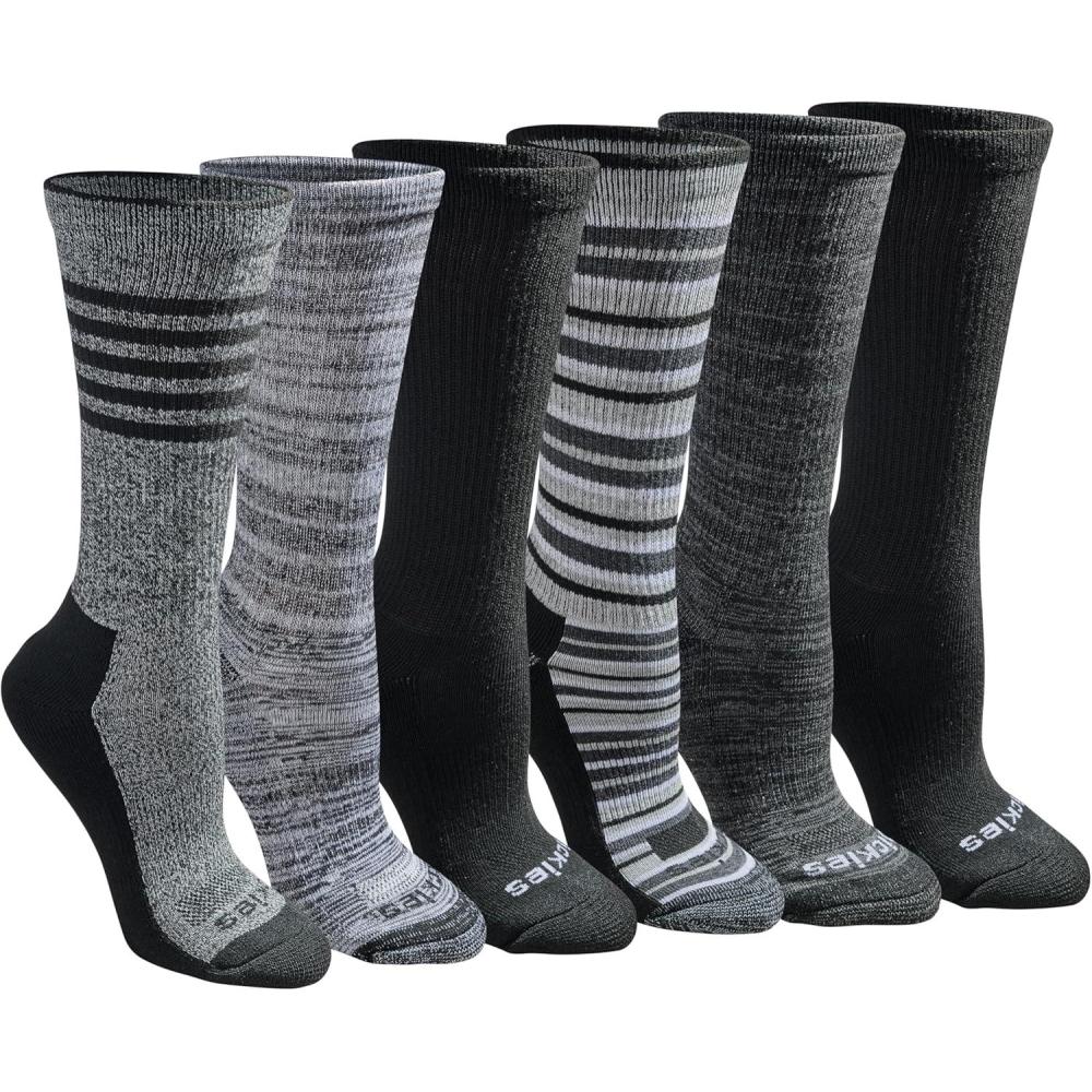 imageDickies Womens Dritech Fashion Moisture Control Crew Socks Available in SXL 5 6 12 PairsBlack Stripe 6 Pairs