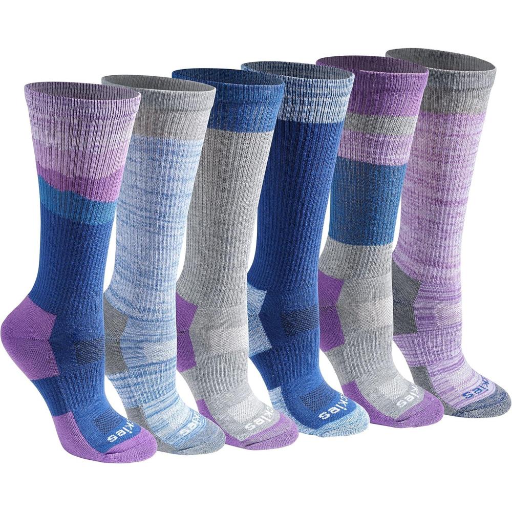 imageDickies Womens Dritech Fashion Moisture Control Crew Socks Available in SXL 5 6 12 PairsBlue Mountain 6 Pairs
