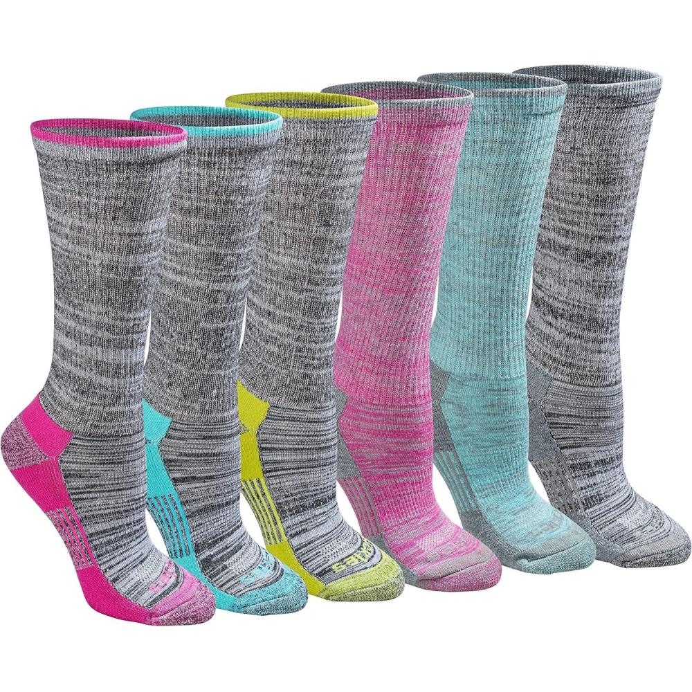 imageDickies Womens Dritech Fashion Moisture Control Crew Socks Available in SXL 5 6 12 PairsGrey Marl Bright 6 Pairs