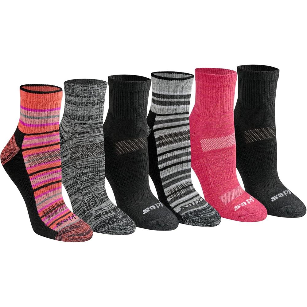 imageDickies Womens Dritech Moisture Wicking Quarter Socks Available in Ml 6 12 PairsStripe 6 Pairs