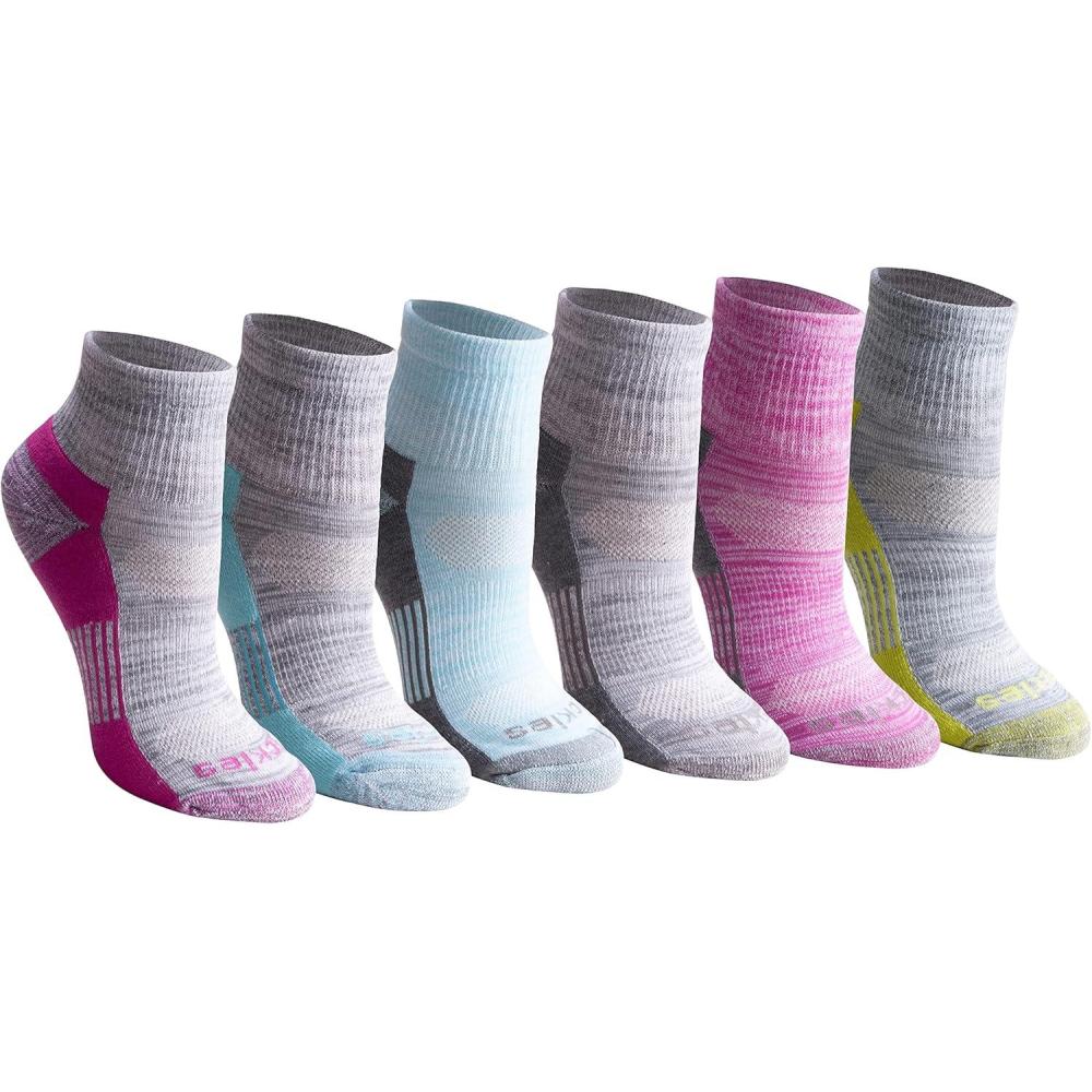 imageDickies Womens Dritech Moisture Wicking Quarter Socks Available in Ml 6 12 PairsWhite Fashion Assorted 6 Pairs