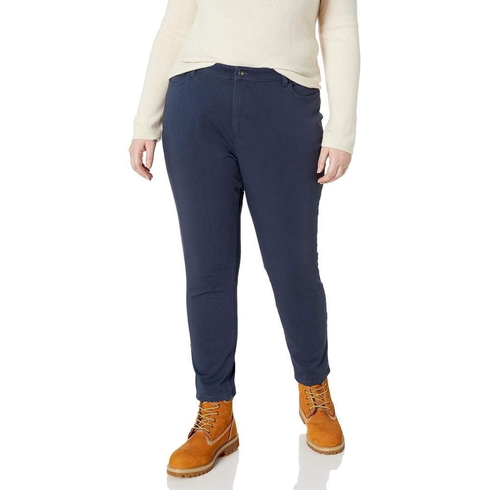 imageDickies womens Perfect Shape Twill Skinny 4 Pocket Pant Khakis Rinsed Navy 16 US