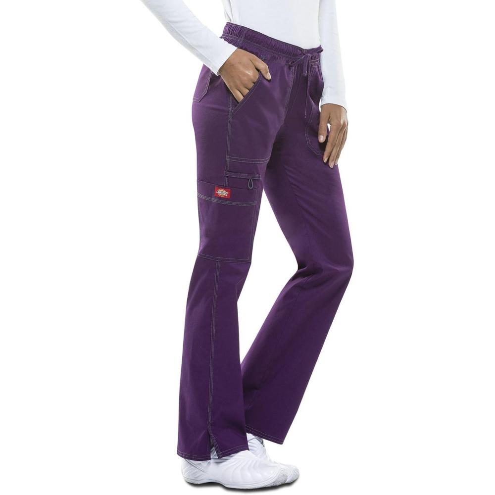 imageGen Flex Scrubs for Women Stretch Drawstring Cargo Pants for Women DK100Eggplant