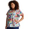 imageDickies Womens Scrub Top Printed VNeck Medical Top with 2 Pockets Snap Tab ampamp Instrument Loops  DK616Blooms So Retro