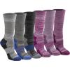 imageDickies Womens Dritech Fashion Moisture Control Crew Socks Available in SXL 5 6 12 PairsMax Cushion Grey Purple Assorted 6 Pairs