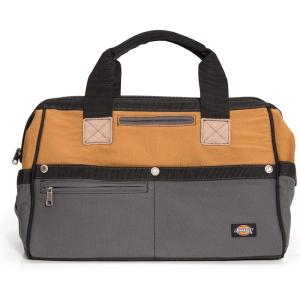 imageDickies 16Inch Durable Canvas Work Bag for Painters Carpenters and Builders HeavyDuty Zipper Reinforced Handles Exterior Pockets BlackTan