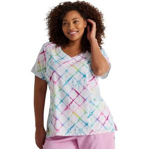 imageDickies EDS Women Scrubs Top VNeck Print DK852Groovy Grid