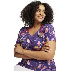 imageDickies EDS Women Scrubs Top VNeck Print DK852Hanging With My Boo