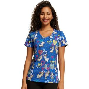 imageDickies EDS Women Scrubs Top VNeck Print DK852I Goat You Babe