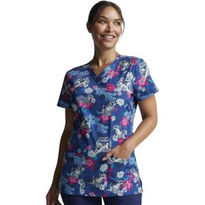 imageDickies EDS Women Scrubs Top VNeck Print DK876Be Kind to Each Otter