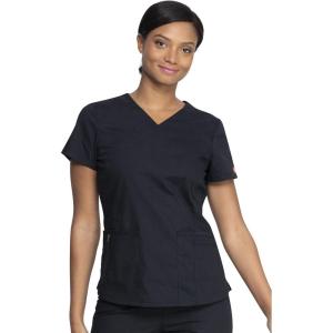 imageDickies EDS Women Scrubs Top VNeck Print DK876Black