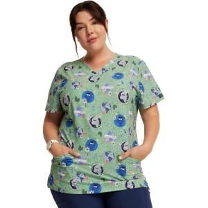 imageDickies EDS Women Scrubs Top VNeck Print DK876Happy to Be Here