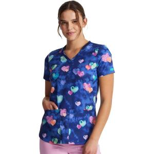 imageDickies EDS Women Scrubs Top VNeck Print DK876Hippie Hearts