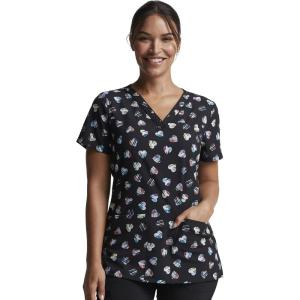 imageDickies EDS Women Scrubs Top VNeck Print DK876Love U Dots