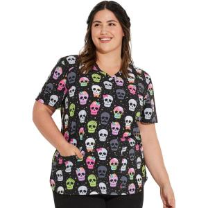 imageDickies EDS Women Scrubs Top VNeck Print DK876Squad Ghouls