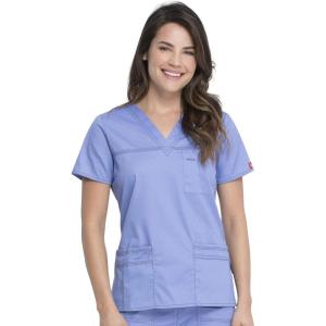 imageDickies Gen Flex Women Scrubs Top VNeck 817455Ceil Blue