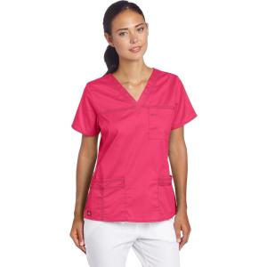 imageDickies Gen Flex Women Scrubs Top VNeck 817455Hot Pink