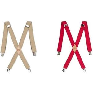 imageDickies Mens 114quot Solid Straight Clip Suspender  Adjustable Fit HeavyDuty ClipsBeigeRed