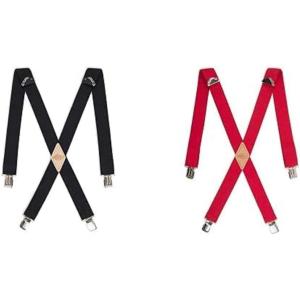 imageDickies Mens 114quot Solid Straight Clip Suspender  Adjustable Fit HeavyDuty ClipsBlackRed