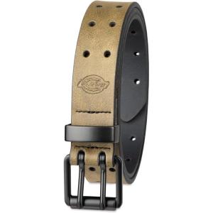 imageDickies Mens Double Prong Leather Work Belt  Fully Adjustable Regular ampamp Big and Tall SizesOlive Perforated
