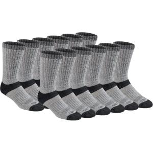 imageDickies Mens Dritech Moisture Control Max Full Cushion Crew Socks Available in MXL 6 12 PairsWool Blend Black 12 Pairs