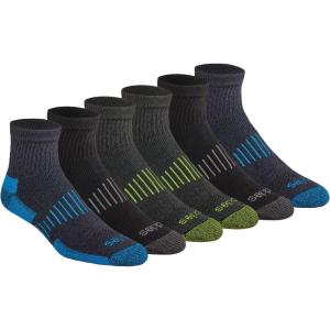 imageDickies Mens Dritech Moisture Control Quarter Socks Available in MXXL 6 12 18 PairsBright Black Tip 6 Pairs