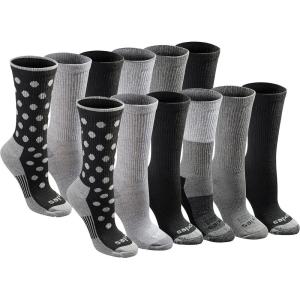 imageDickies Womens Dritech Fashion Moisture Control Crew Socks Available in SXL 5 6 12 PairsBlack Dot Assorted 12 Pairs