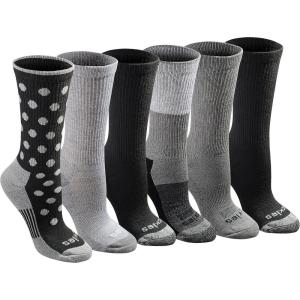 imageDickies Womens Dritech Fashion Moisture Control Crew Socks Available in SXL 5 6 12 PairsBlack Dot Assorted 6 Pairs