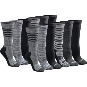 imageDickies Womens Dritech Fashion Moisture Control Crew Socks Available in SXL 5 6 12 PairsBlack Stripe 12 Pairs