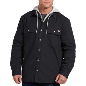 imageDickies Mens Relaxed Fit Icon Hooded Quilted Shirt JacketBlack