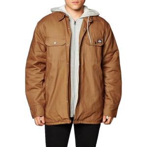imageDickies Mens Relaxed Fit Icon Hooded Quilted Shirt JacketBrown