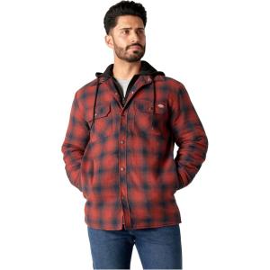 imageDickies Mens Relaxed Fit Icon Hooded Quilted Shirt JacketDark Navy Brick Ombre