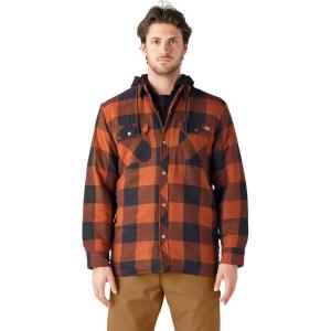 imageDickies Mens Relaxed Fit Icon Hooded Quilted Shirt JacketGingerbread Buffalo Plaid