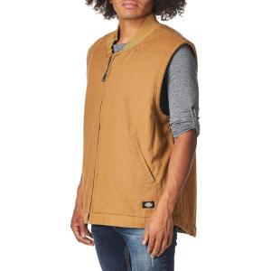 imageDickies Mens Relaxed Fit Sherpa Lined Duck VestRinsed Brown Duck V1